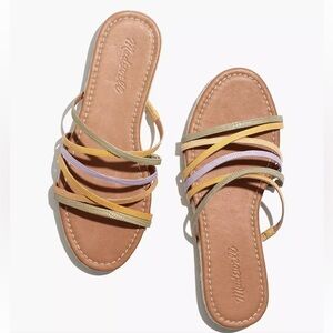 NEW Madewell Kathryn Espadrille Slide Sandal Colorblock Snake Embossed Leather 8